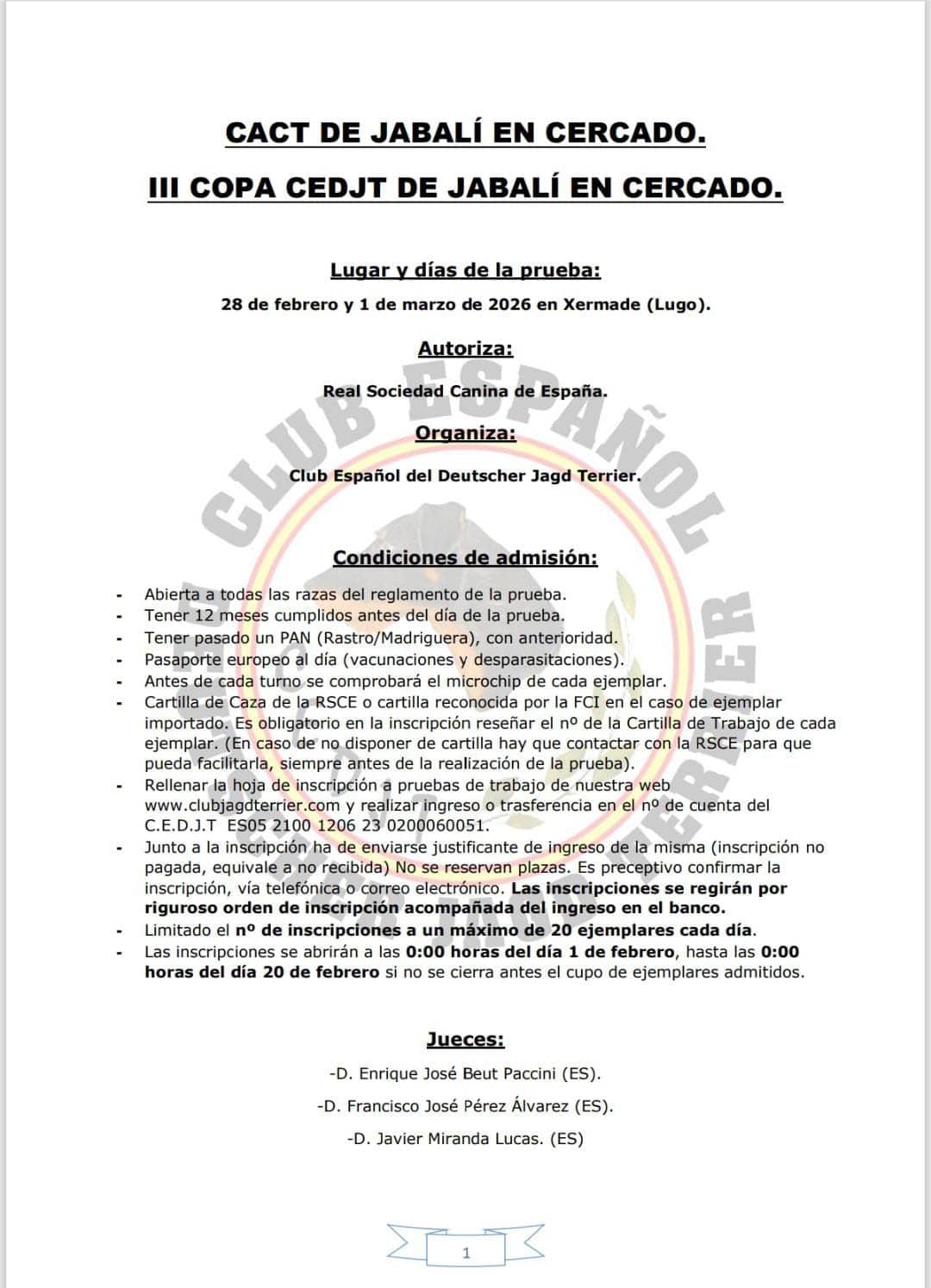En este momento estás viendo CACT de Jabalí en cercado. III Copa CEDJT de Jabalí en cercado.